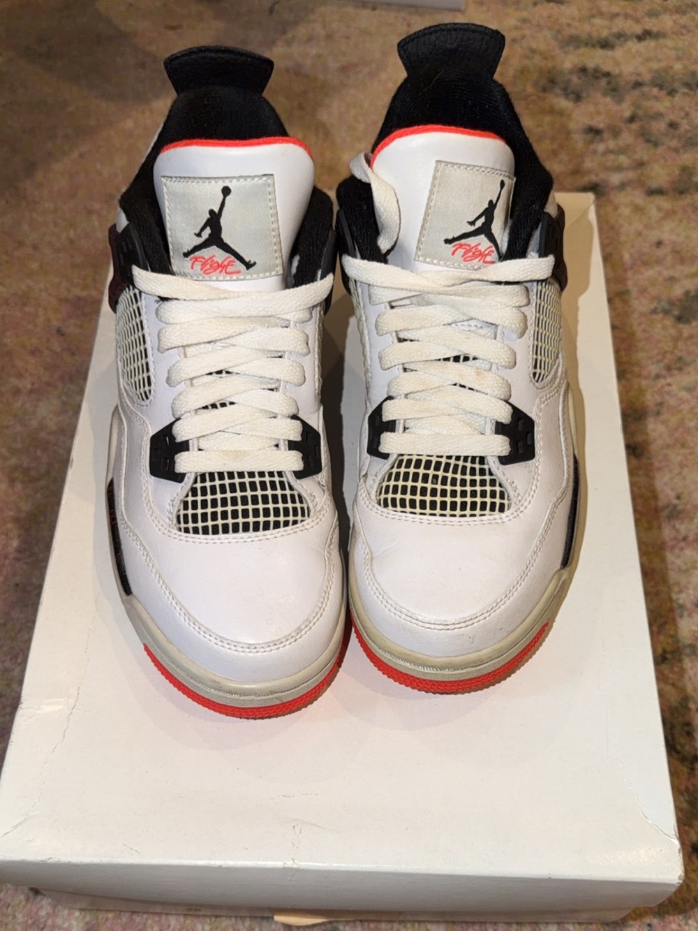 Jordan 4 Retro Kids White Black Red Retro Sneakers